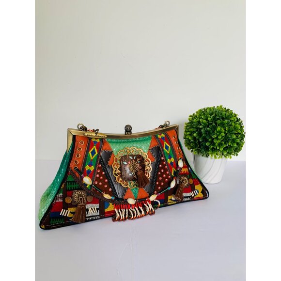 Mary Frances Shoulder Bag Boho Festival Beaded Embroidered Vibrant Small Stunner - Picture 15 of 15